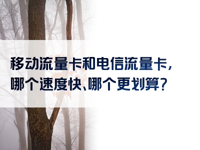 移动流量卡和电信流量卡，哪个速度快、哪个更划算？