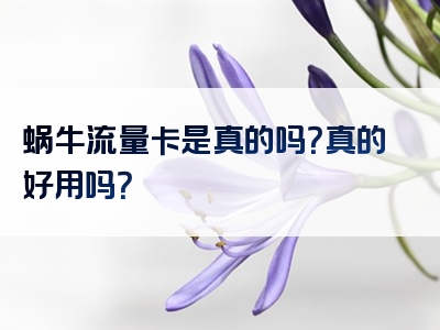 蜗牛流量卡是真的吗？真的好用吗？