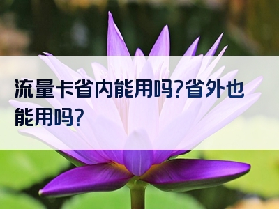 流量卡省内能用吗？省外也能用吗？