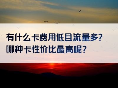 有什么卡费用低且流量多？哪种卡性价比最高呢？