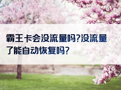 霸王卡会没流量吗？没流量了能自动恢复吗？