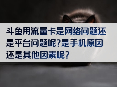 斗鱼用流量卡是网络问题还是平台问题呢？是手机原因还是其他因素呢？