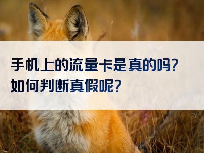 手机上的流量卡是真的吗？如何判断真假呢？