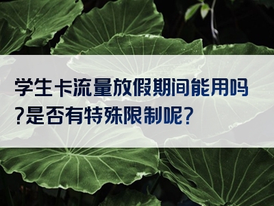 学生卡流量放假期间能用吗？是否有特殊限制呢？