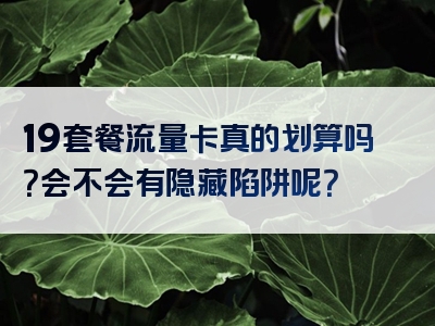 19套餐流量卡真的划算吗？会不会有隐藏陷阱呢？