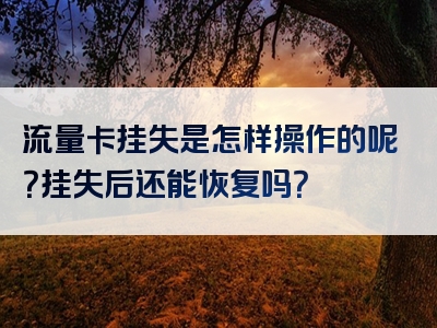 流量卡挂失是怎样操作的呢？挂失后还能恢复吗？
