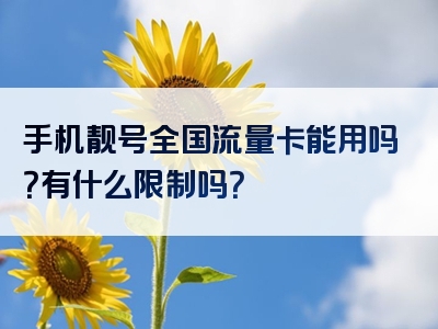 手机靓号全国流量卡能用吗？有什么限制吗？