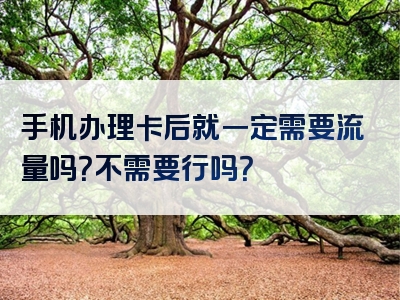 手机办理卡后就一定需要流量吗？不需要行吗？