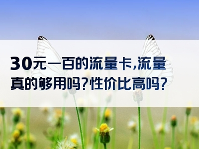 30元一百的流量卡，流量真的够用吗？性价比高吗？