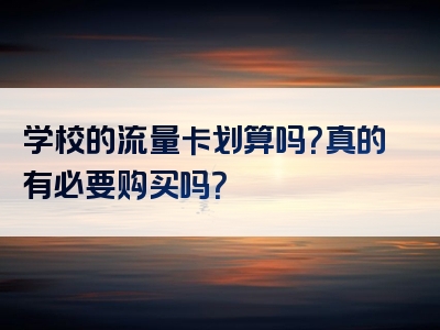 学校的流量卡划算吗？真的有必要购买吗？
