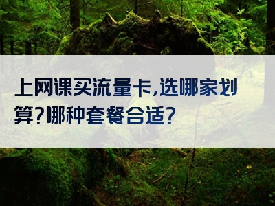 上网课买流量卡，选哪家划算？哪种套餐合适？