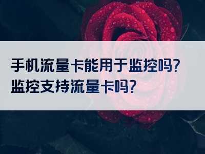 手机流量卡能用于监控吗？监控支持流量卡吗？