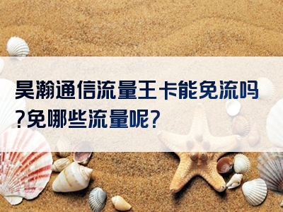 昊瀚通信流量王卡能免流吗？免哪些流量呢？