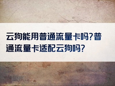云狗能用普通流量卡吗？普通流量卡适配云狗吗？