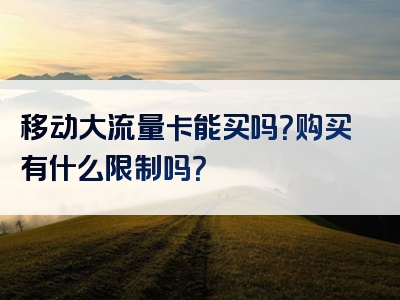 移动大流量卡能买吗？购买有什么限制吗？