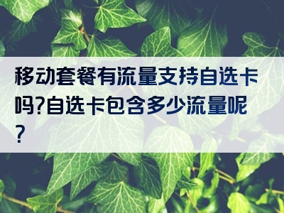 移动套餐有流量支持自选卡吗？自选卡包含多少流量呢？