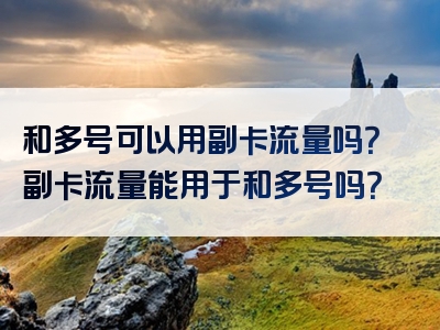和多号可以用副卡流量吗？副卡流量能用于和多号吗？