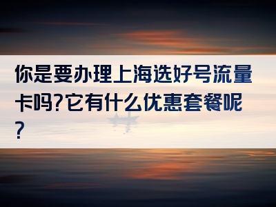 你是要办理上海选好号流量卡吗？它有什么优惠套餐呢？
