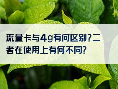 流量卡与4g有何区别？二者在使用上有何不同？