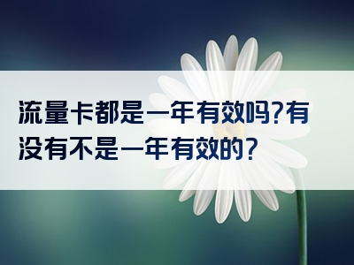 流量卡都是一年有效吗？有没有不是一年有效的？