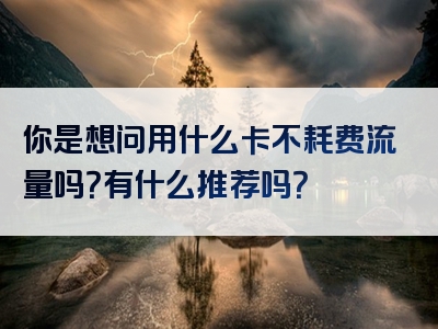 你是想问用什么卡不耗费流量吗？有什么推荐吗？