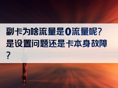 副卡为啥流量是0流量呢？是设置问题还是卡本身故障？