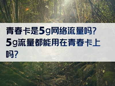 青春卡是5g网络流量吗？5g流量都能用在青春卡上吗？