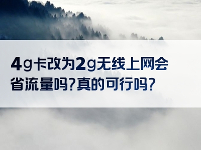 4g卡改为2g无线上网会省流量吗？真的可行吗？