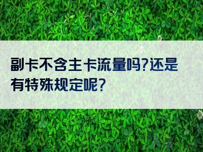 副卡不含主卡流量吗？还是有特殊规定呢？