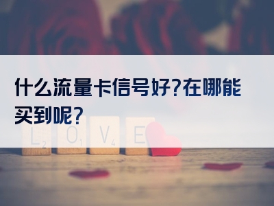 什么流量卡信号好？在哪能买到呢？