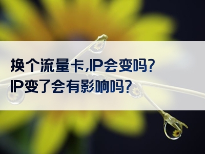 换个流量卡，IP会变吗？IP变了会有影响吗？