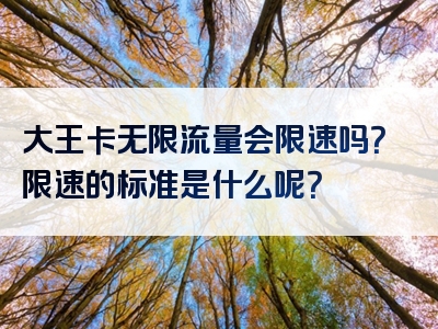 大王卡无限流量会限速吗？限速的标准是什么呢？