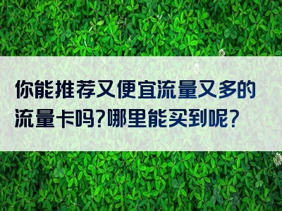 你能推荐又便宜流量又多的流量卡吗？哪里能买到呢？