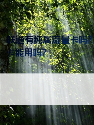 联通有纯属流量卡吗？这种卡能用吗？