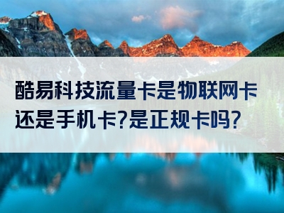 酷易科技流量卡是物联网卡还是手机卡？是正规卡吗？
