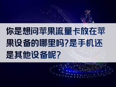 你是想问苹果流量卡放在苹果设备的哪里吗？是手机还是其他设备呢？