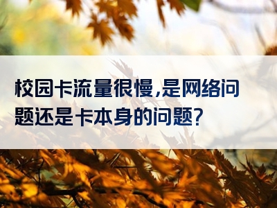 校园卡流量很慢，是网络问题还是卡本身的问题？
