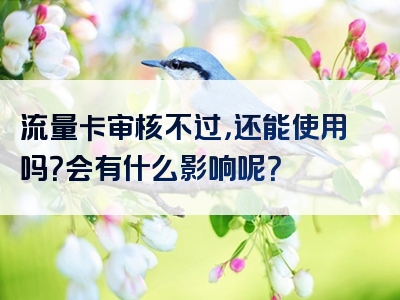 流量卡审核不过，还能使用吗？会有什么影响呢？