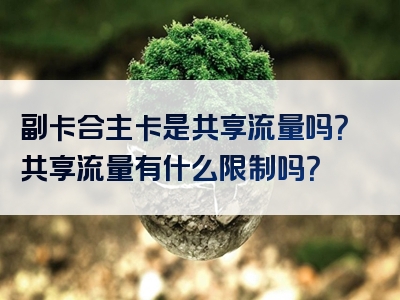 副卡合主卡是共享流量吗？共享流量有什么限制吗？