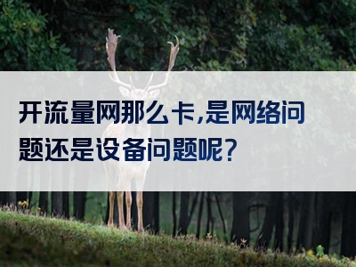 开流量网那么卡，是网络问题还是设备问题呢？
