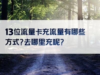 13位流量卡充流量有哪些方式？去哪里充呢？
