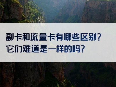 副卡和流量卡有哪些区别？它们难道是一样的吗？