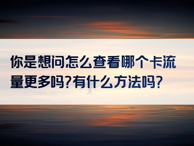你是想问怎么查看哪个卡流量更多吗？有什么方法吗？
