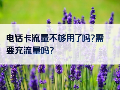 电话卡流量不够用了吗？需要充流量吗？