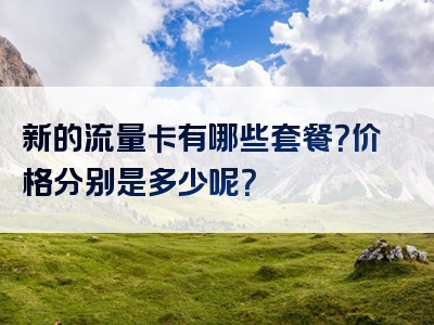 新的流量卡有哪些套餐？价格分别是多少呢？