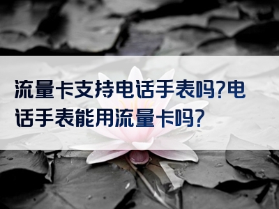 流量卡支持电话手表吗？电话手表能用流量卡吗？