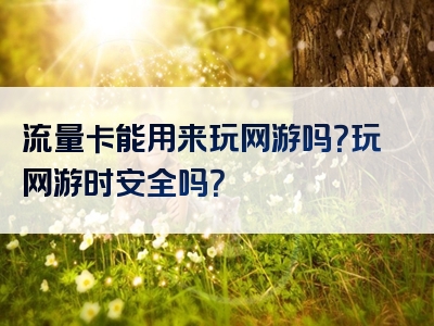 流量卡能用来玩网游吗？玩网游时安全吗？