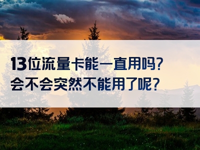 13位流量卡能一直用吗？会不会突然不能用了呢？