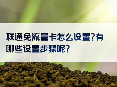 联通免流量卡怎么设置？有哪些设置步骤呢？