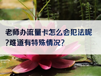 老师办流量卡怎么会犯法呢？难道有特殊情况？